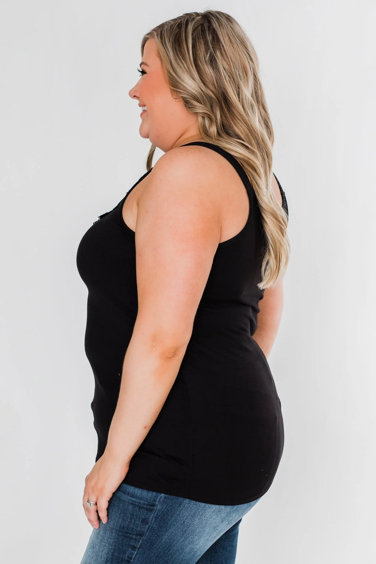 Front Lace Criss Cross Tank Top- Black - Image 11