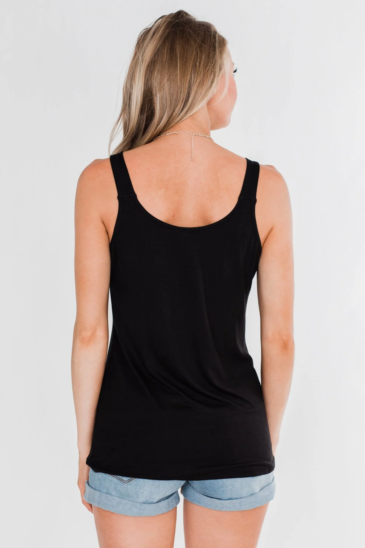 Front Lace Criss Cross Tank Top- Black - Image 12