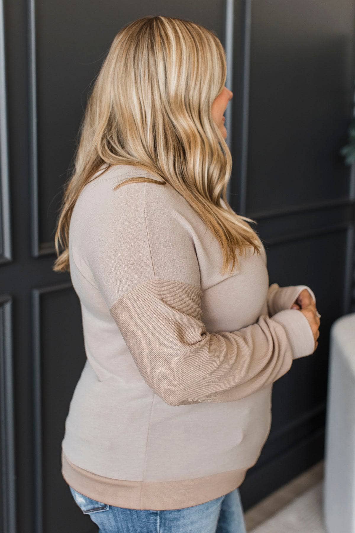 Fuel Your Passion Fabric Block Pullover Top- Natural - Image 6