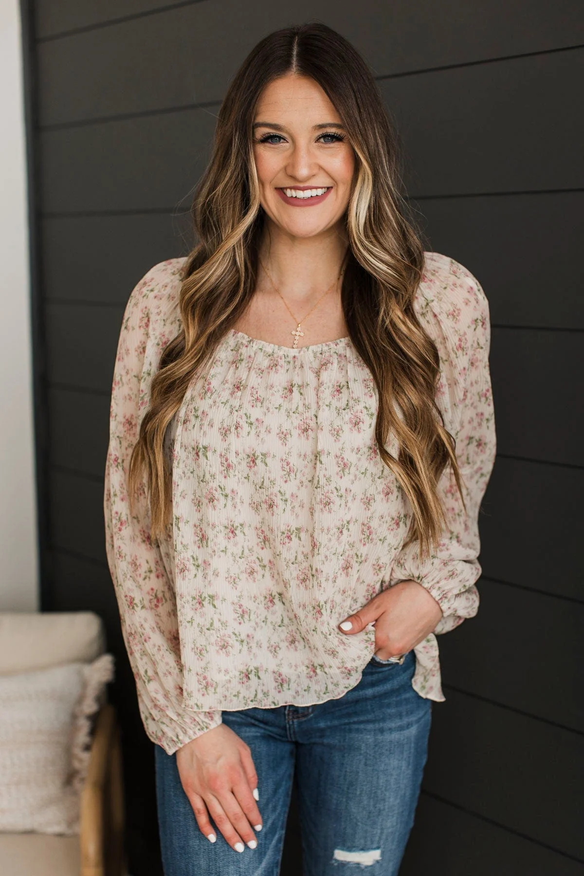 Fulfill Your Destiny Floral Blouse- Cream - Image 3