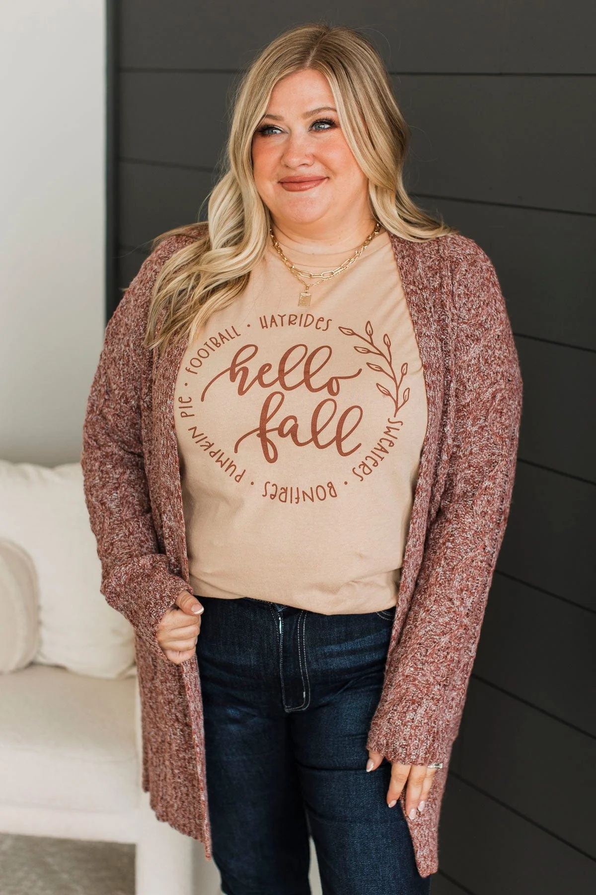 Fulfill Your Promise Knit Cardigan- Dark Rust - Image 2