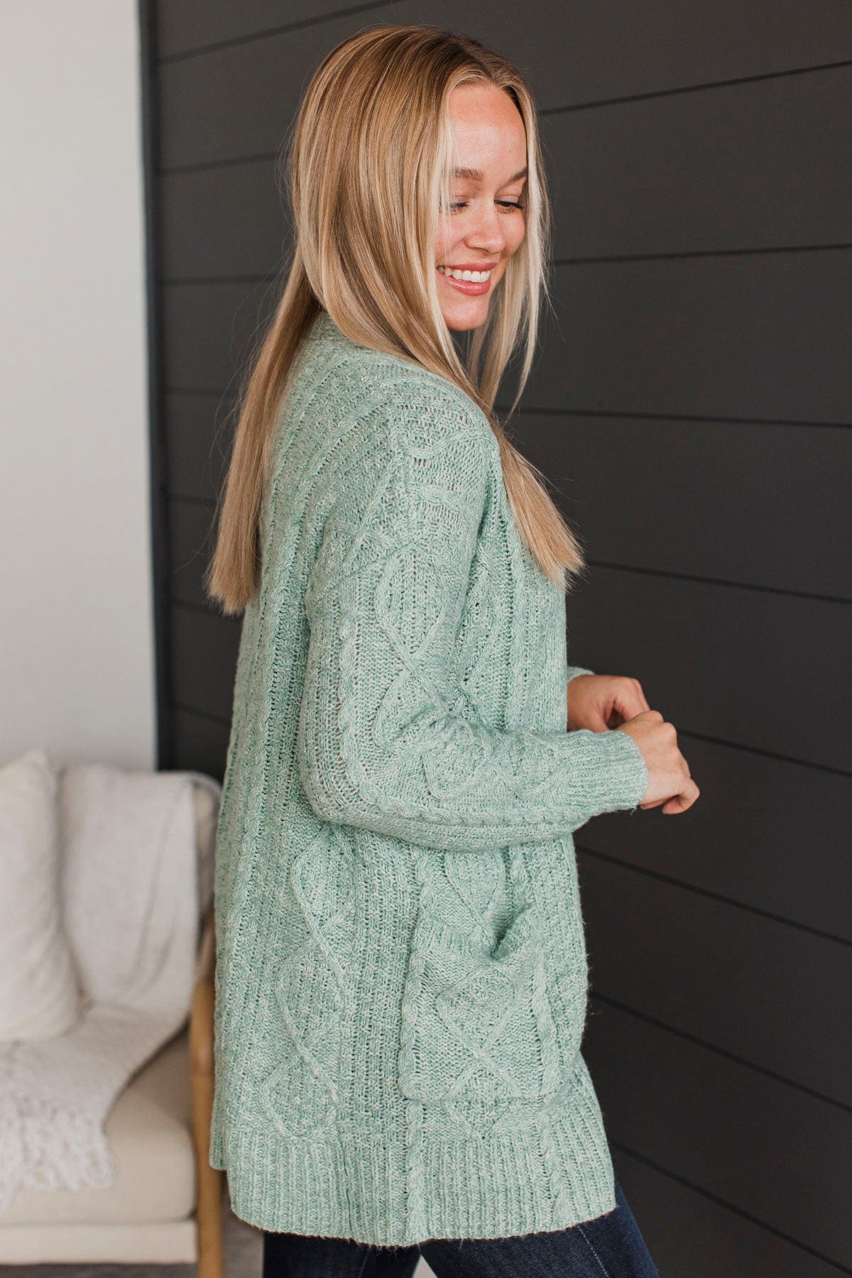 Fulfill Your Promise Knit Cardigan- Dusty Teal - Image 5
