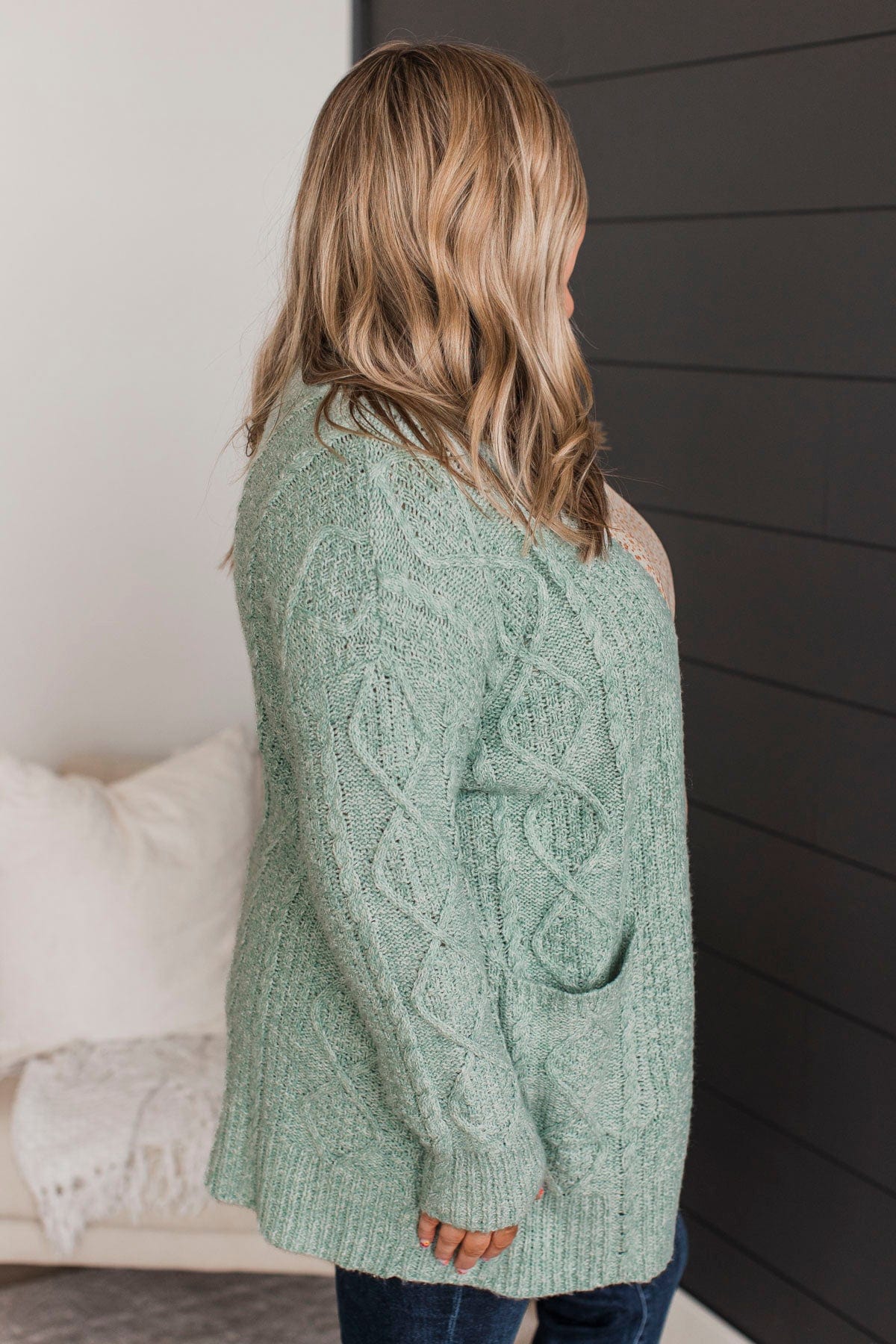 Fulfill Your Promise Knit Cardigan- Dusty Teal - Image 6