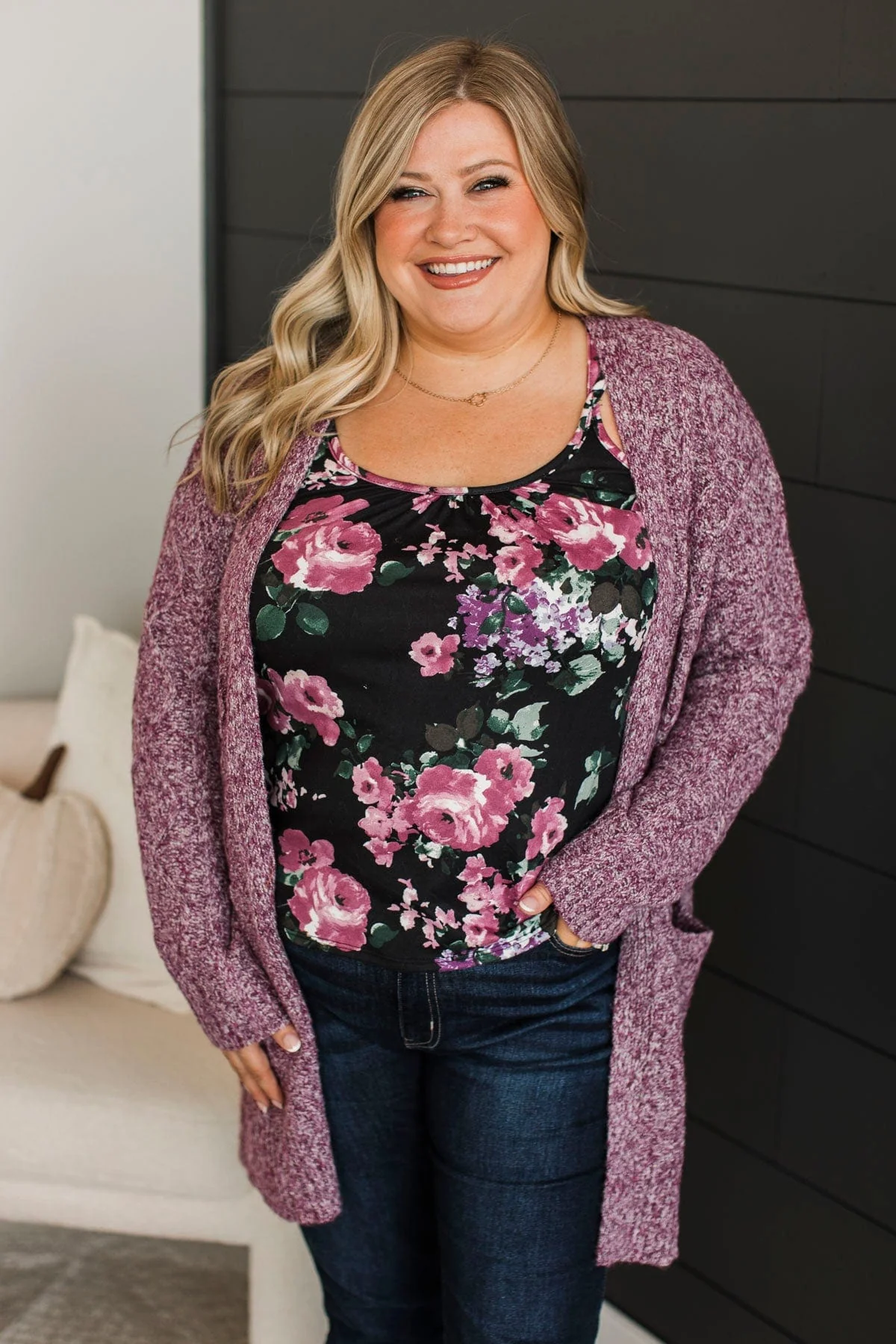 Fulfill Your Promise Knit Cardigan- Plum - Image 2