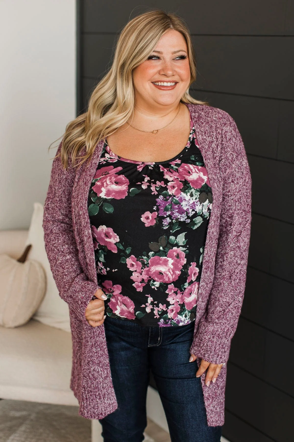 Fulfill Your Promise Knit Cardigan- Plum - Image 4