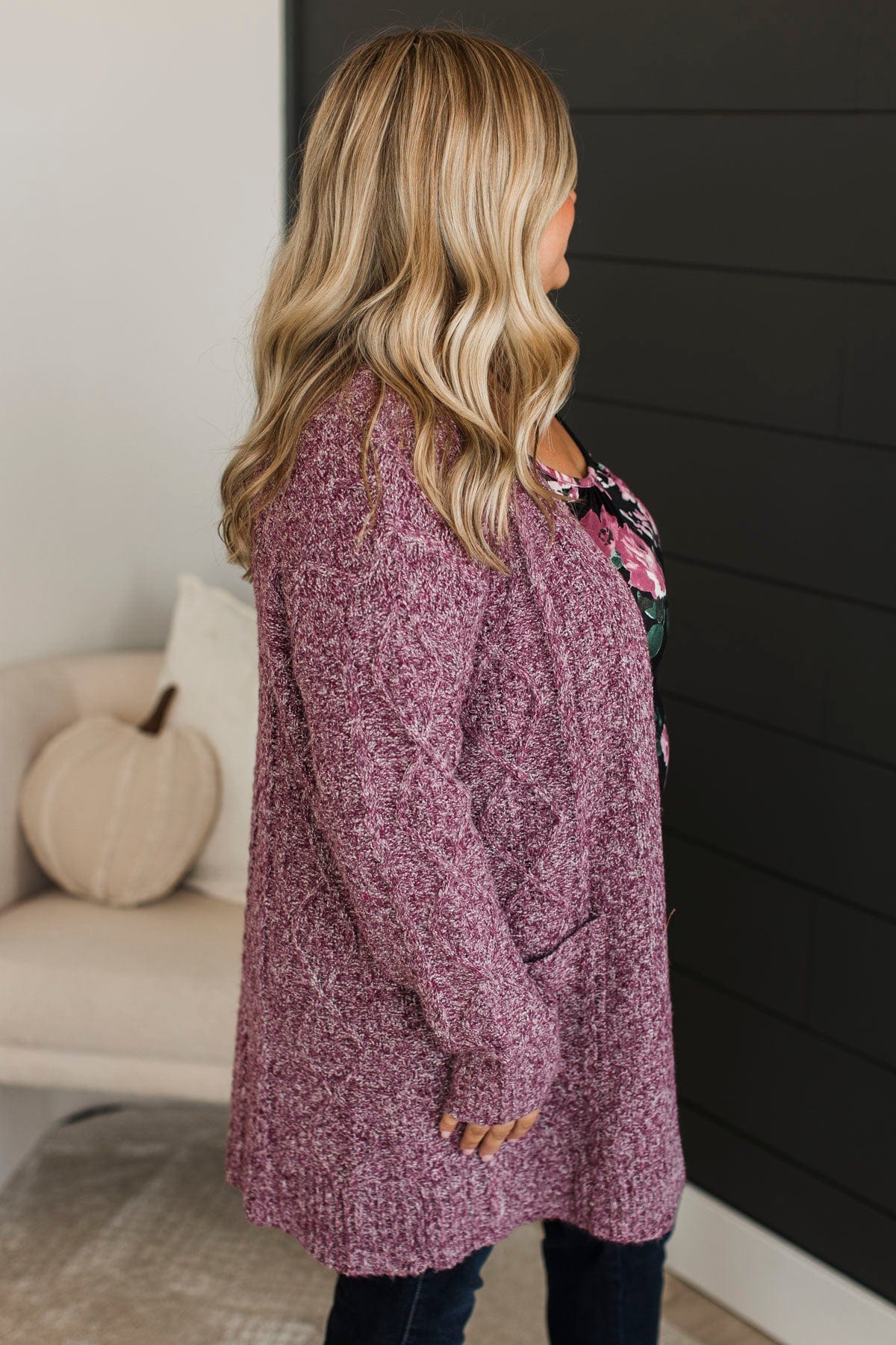 Fulfill Your Promise Knit Cardigan- Plum - Image 6