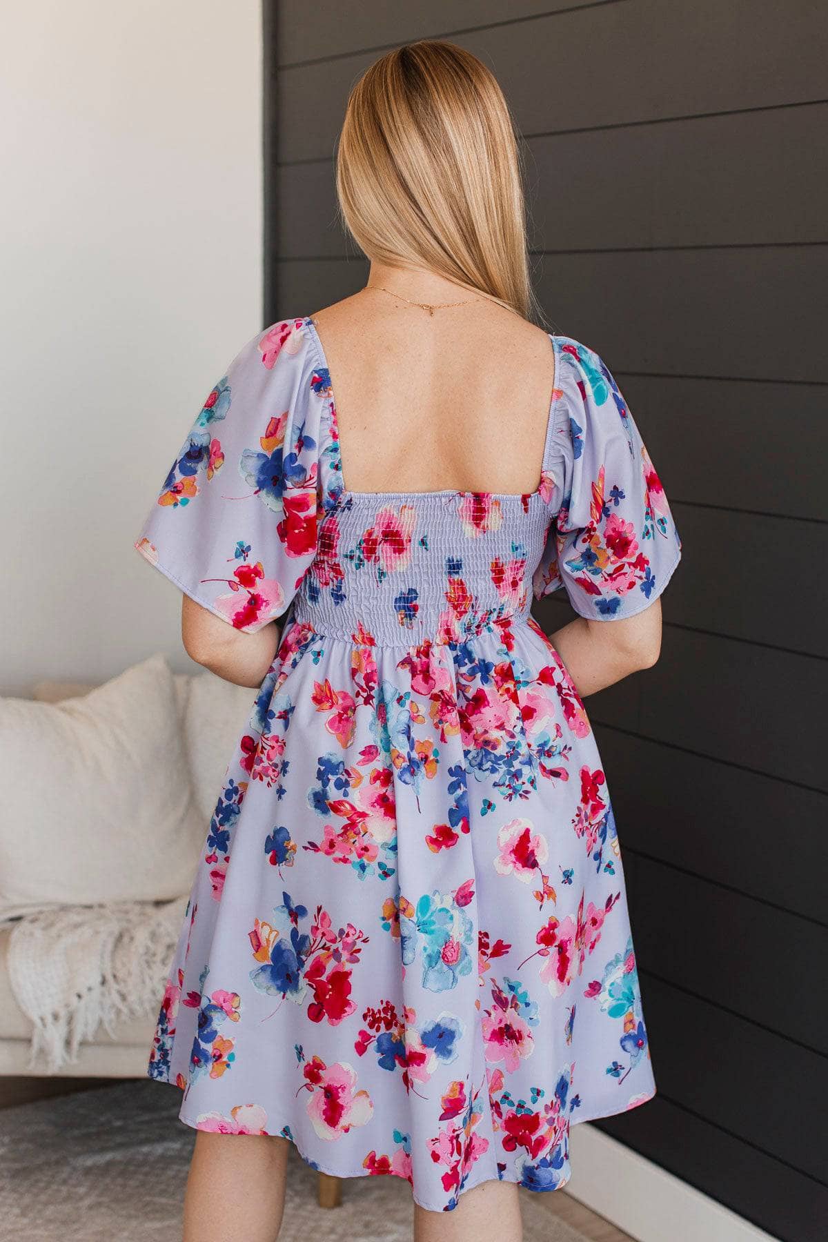 Fulfilling Destinies Floral Mini Dress- Light Indigo & Fuchsia - Image 7