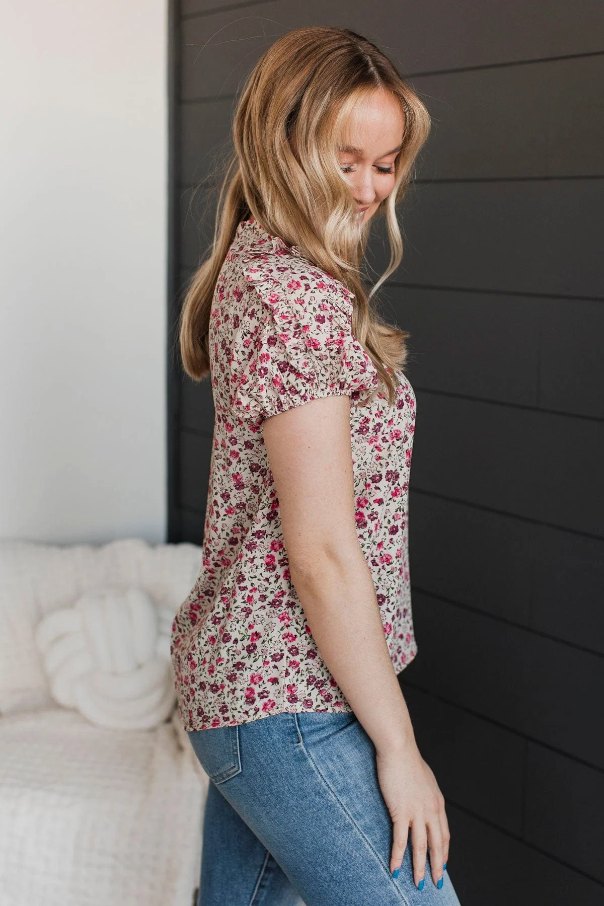 Fulfilling Encounters Floral Blouse- Bone & Pink - Image 6