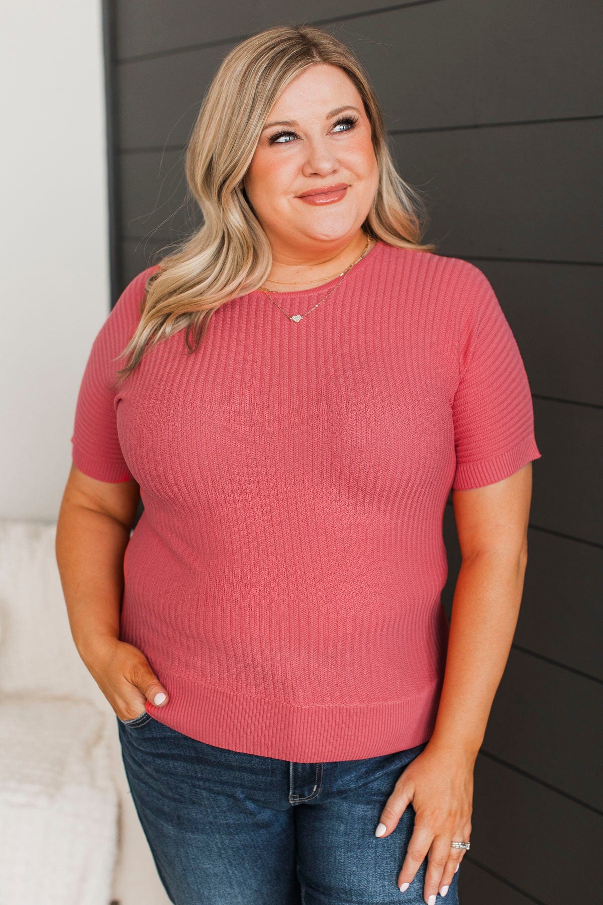 Fulfilling Endeavors Knit Dolman Top- Dark Coral - Image 3