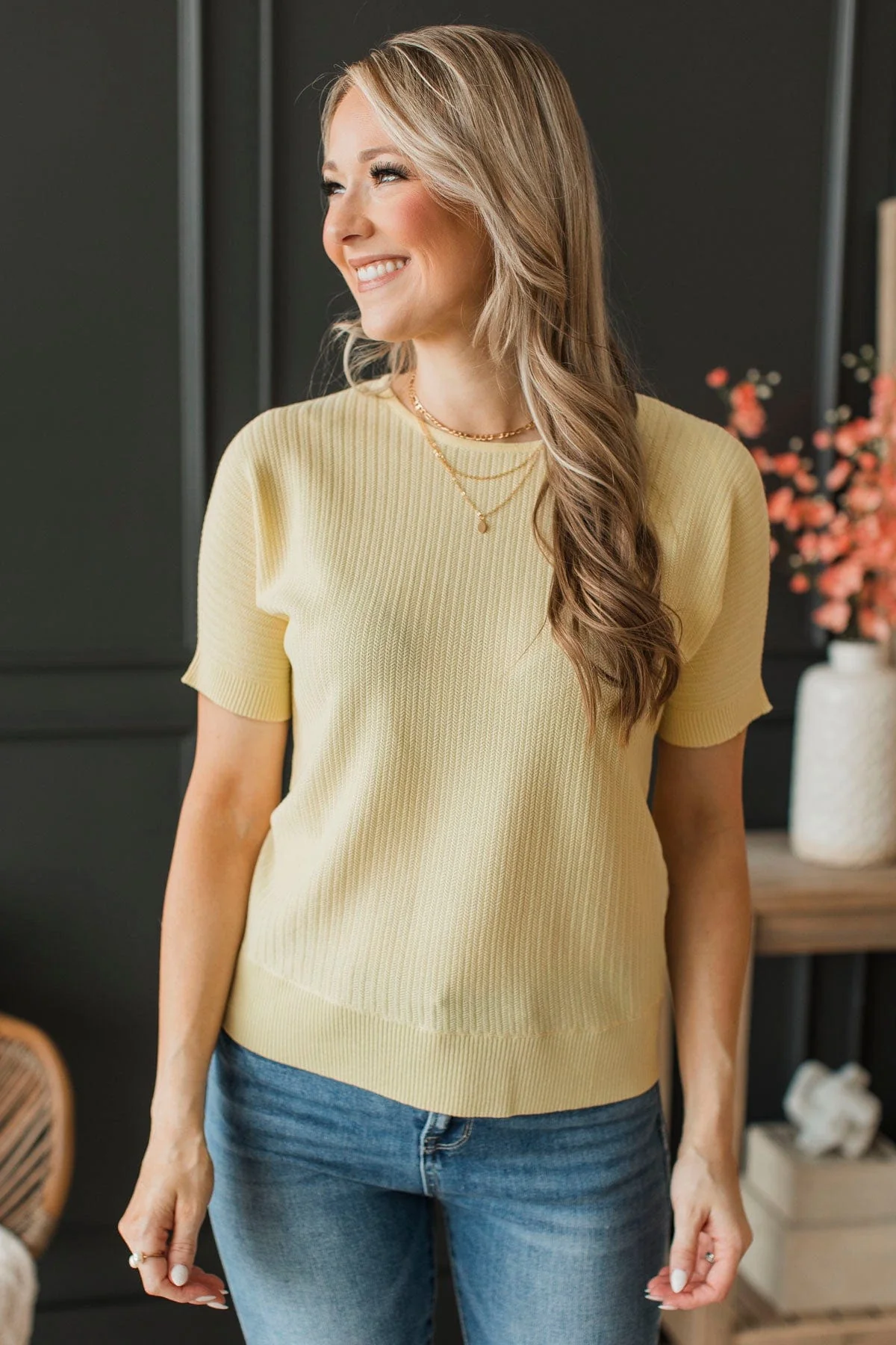 Fulfilling Endeavors Knit Dolman Top- Light Yellow - Image 4