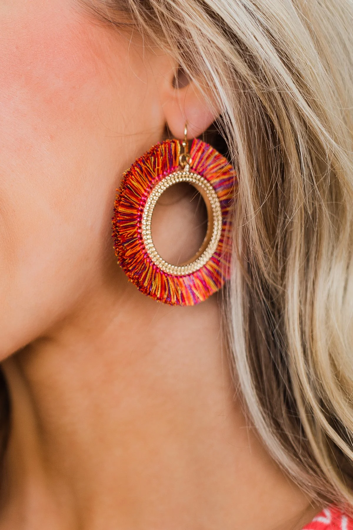 Full Flare Gold Hoop Earrings- Multi-colored