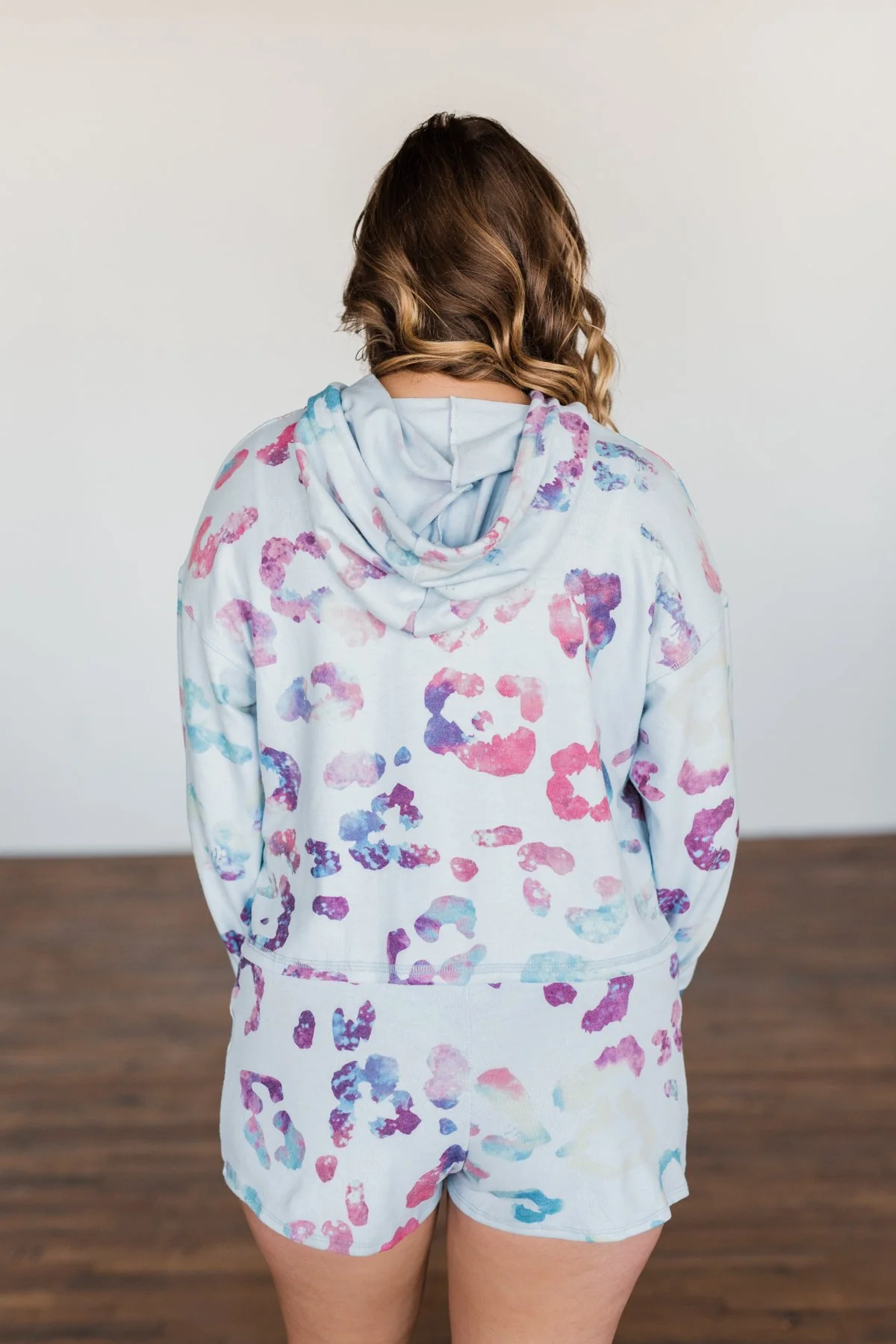 Full Of Adventure Leopard Cropped Hoodie- Light Blue - Image 13