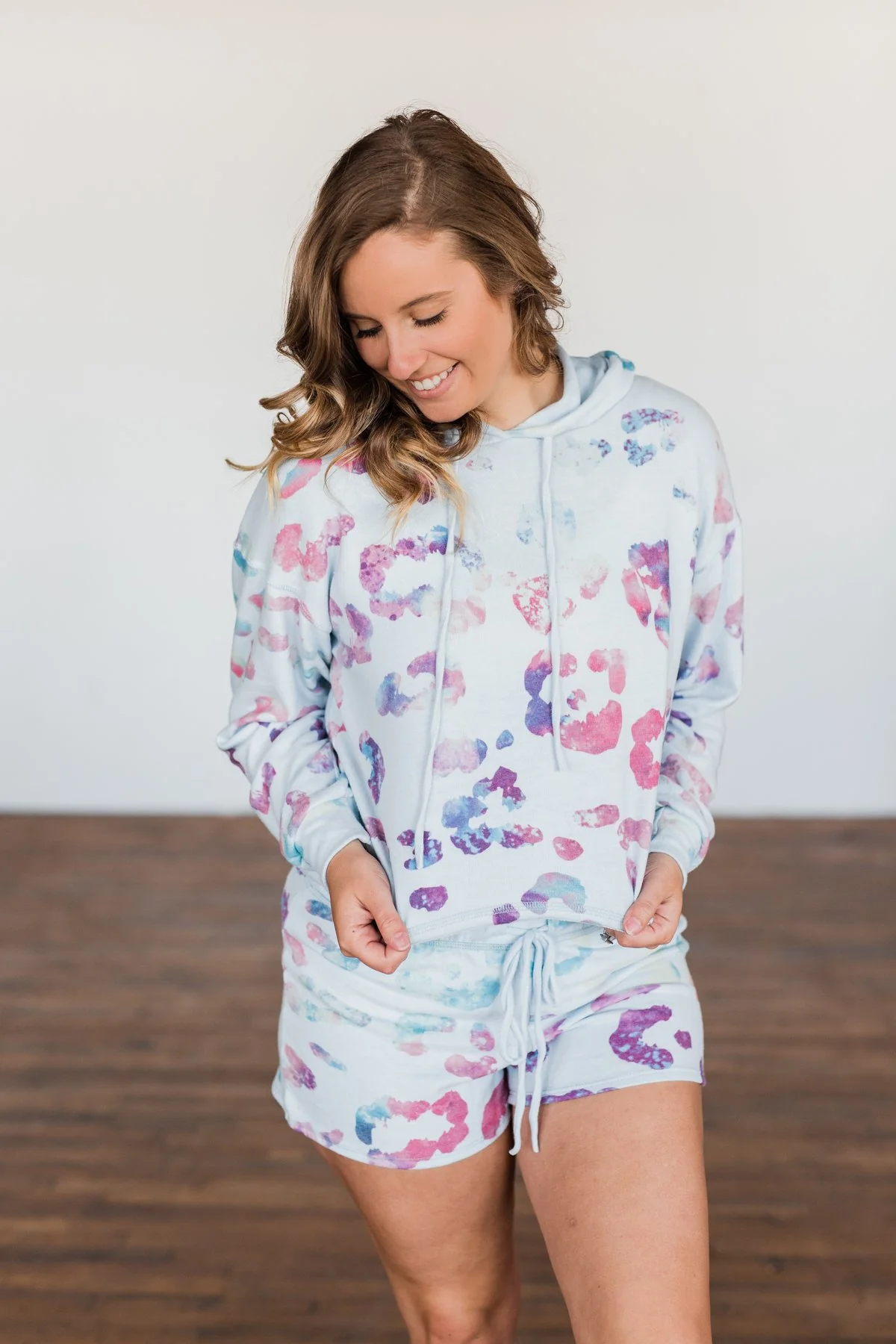 Full Of Adventure Leopard Cropped Hoodie- Light Blue - Image 6