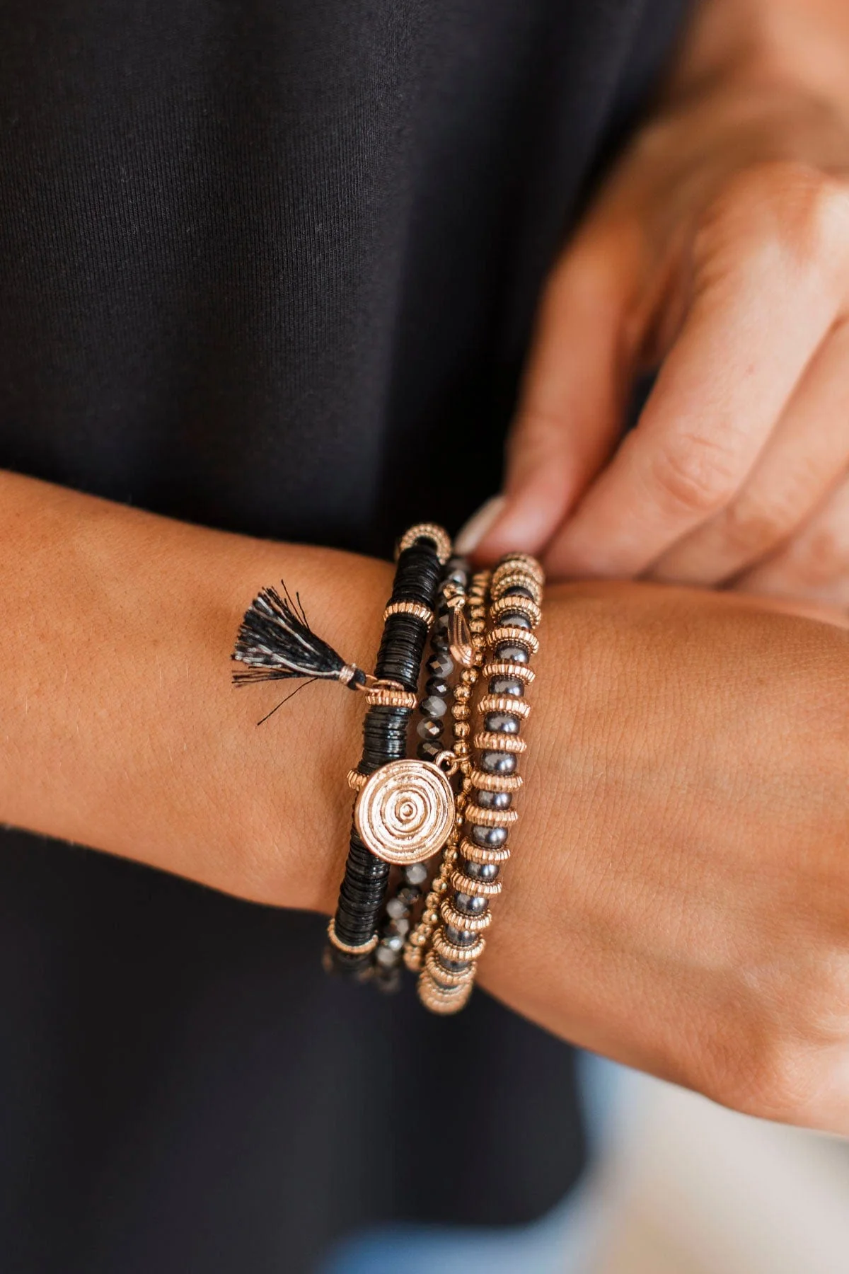 Full Of Affection Bracelet Set- Black - Image 2