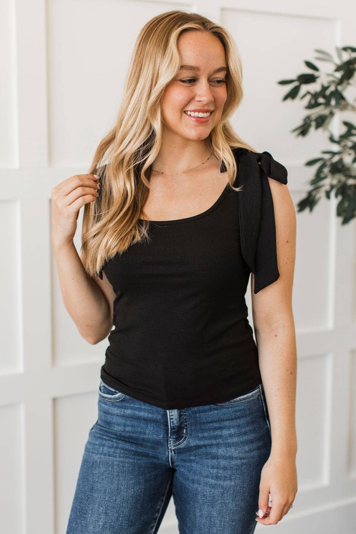 Full Of Bliss Bow Tie Tank Top- Black - Image 3