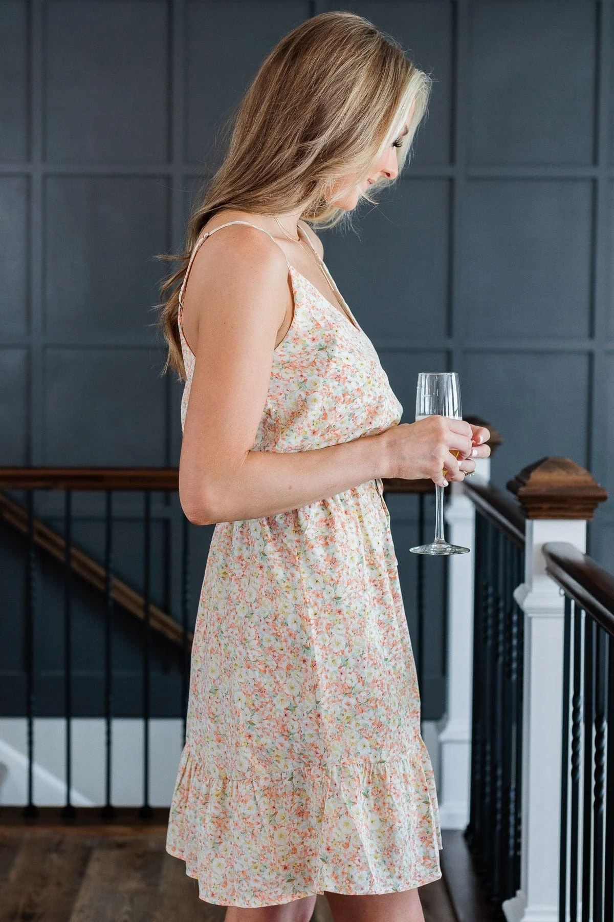 Full Of Elegance Ruffle Dress- Peach - Image 7