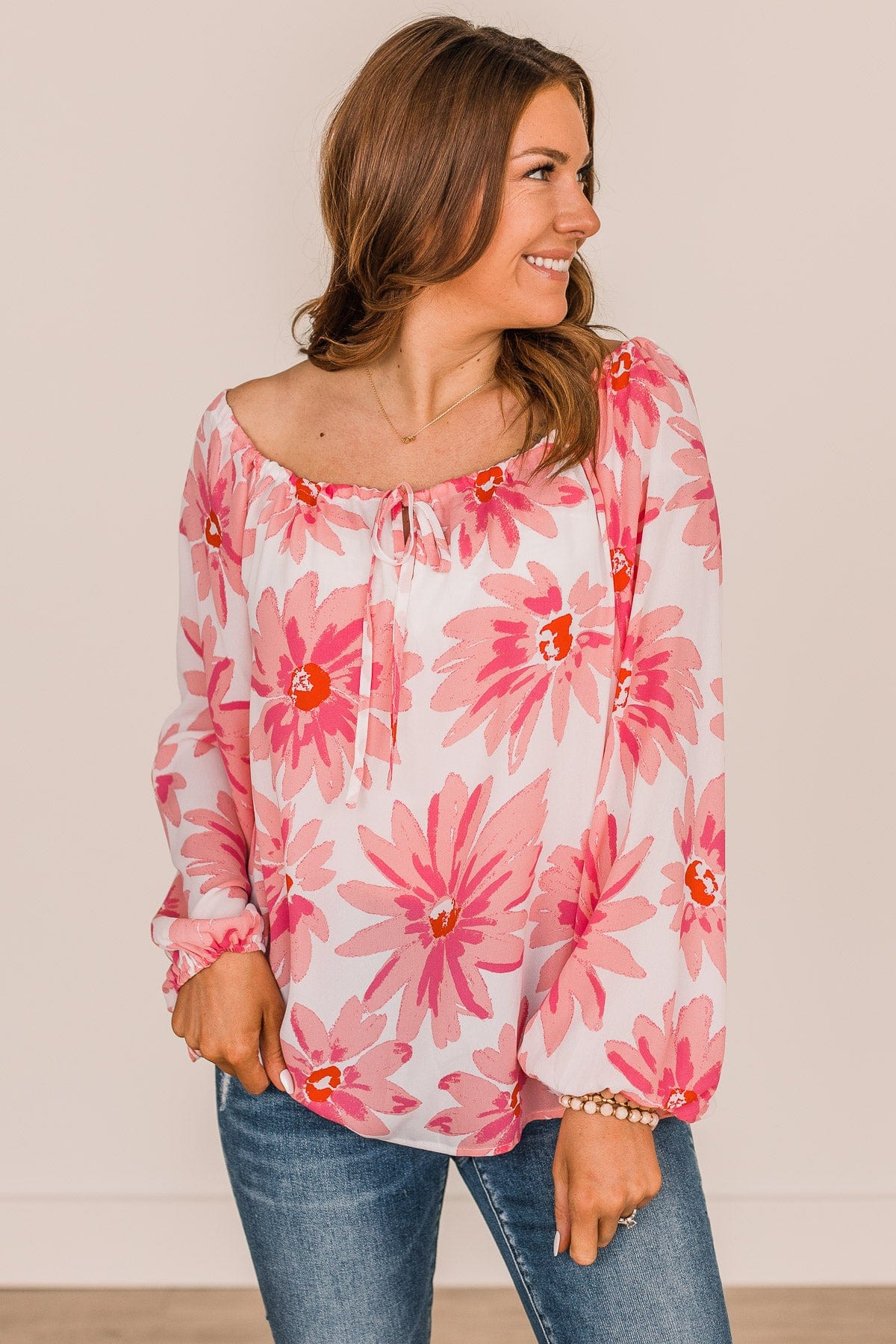 Full Of Hope Floral Blouse- Ivory & Pink - Image 2