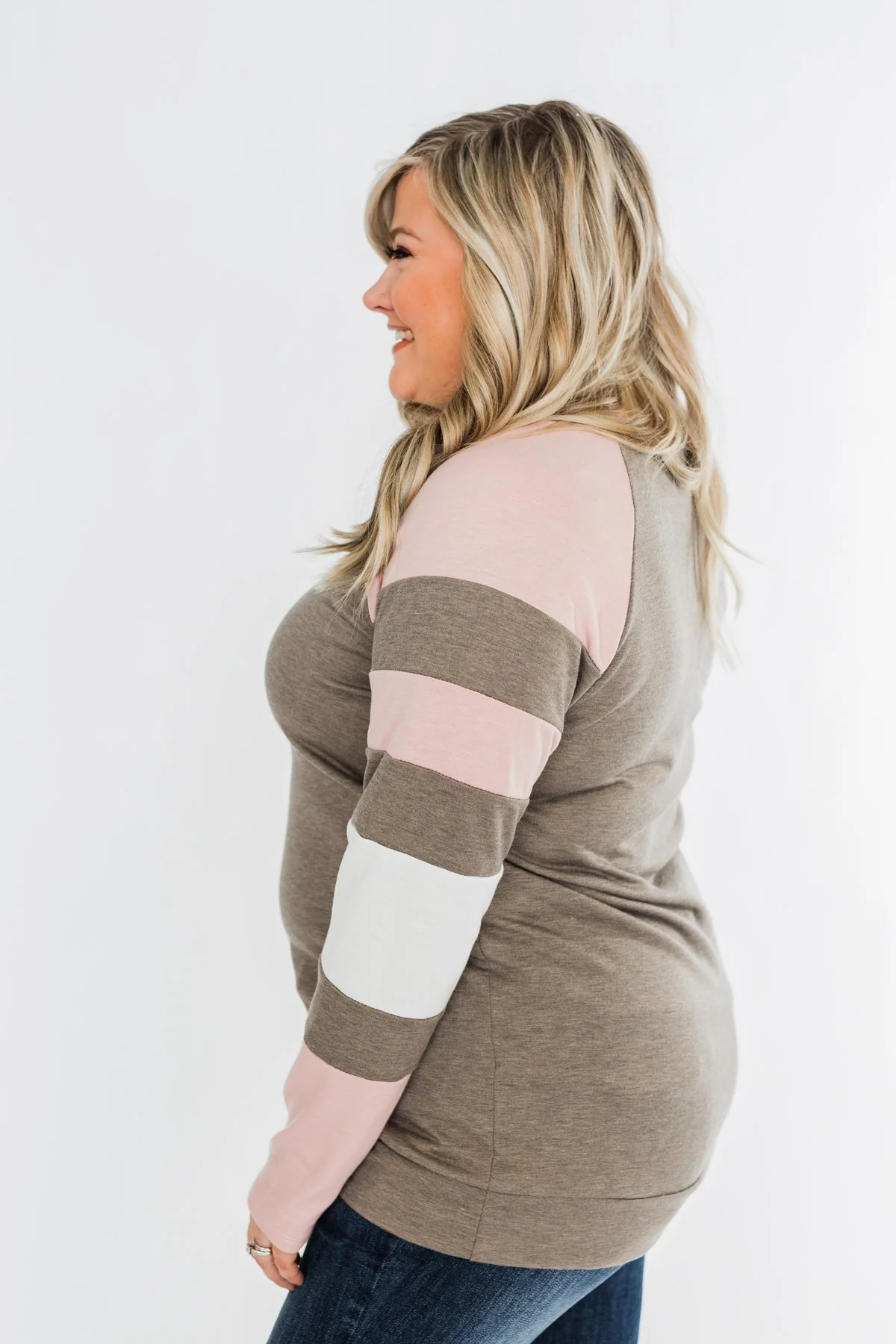 Full Of Joy Color Block Top- Mocha, Pink, & Ivory - Image 8