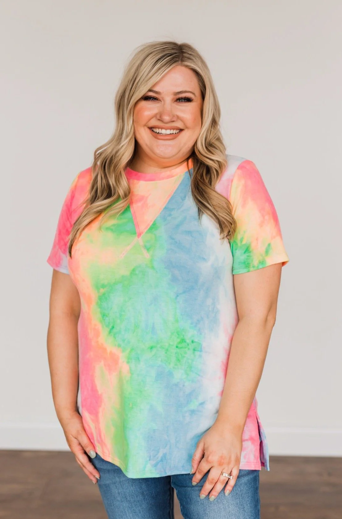 Full Of Life Tie Dye Top- Neon Multi-Color - Image 2