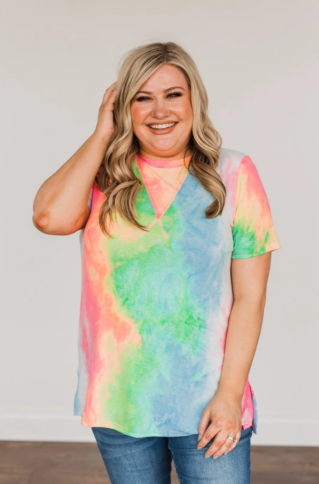 Full Of Life Tie Dye Top- Neon Multi-Color - Image 4
