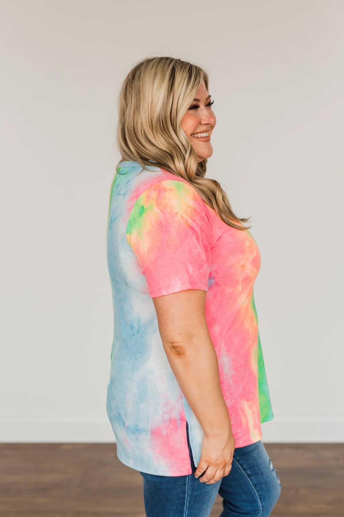 Full Of Life Tie Dye Top- Neon Multi-Color - Image 7