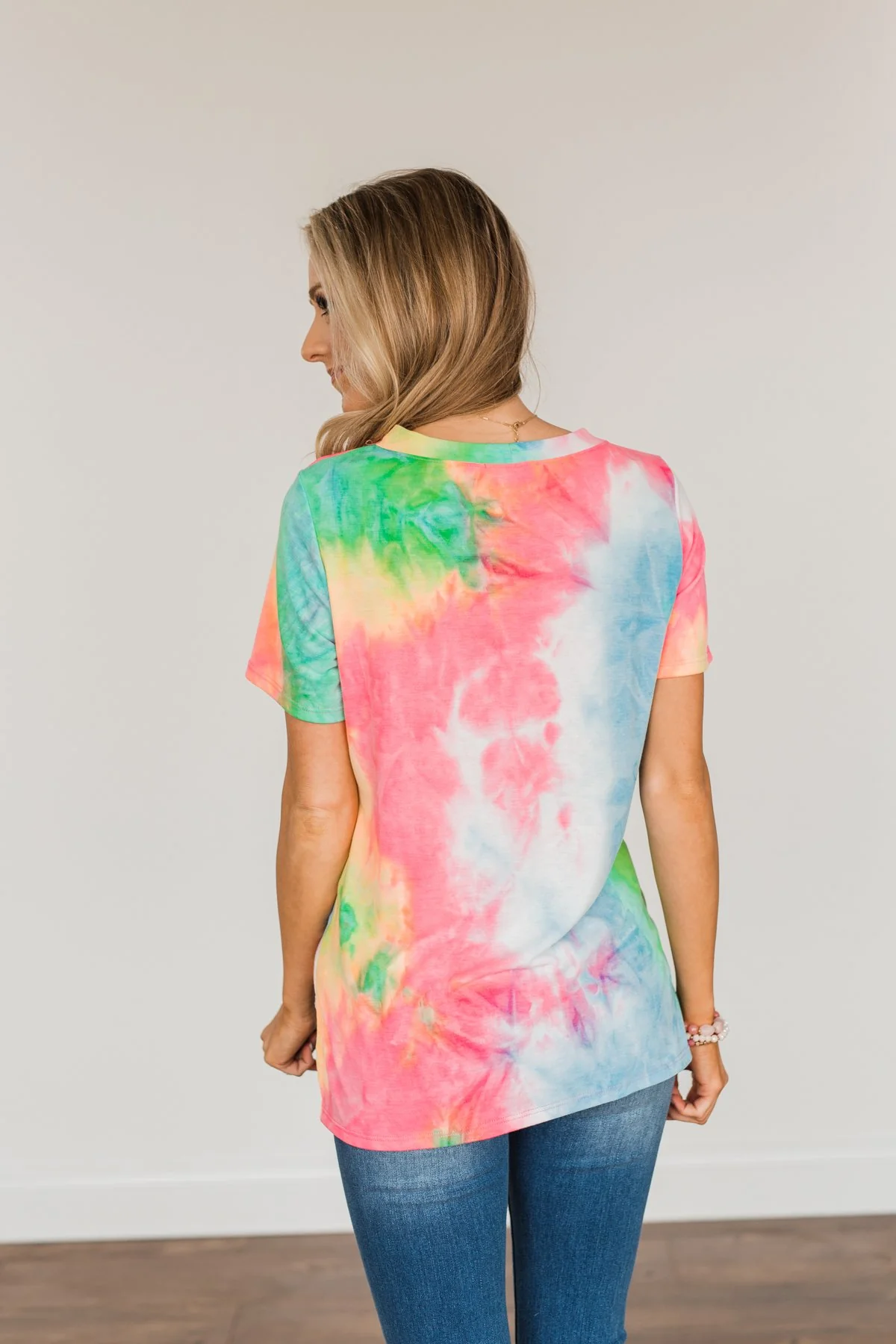 Full Of Life Tie Dye Top- Neon Multi-Color - Image 8