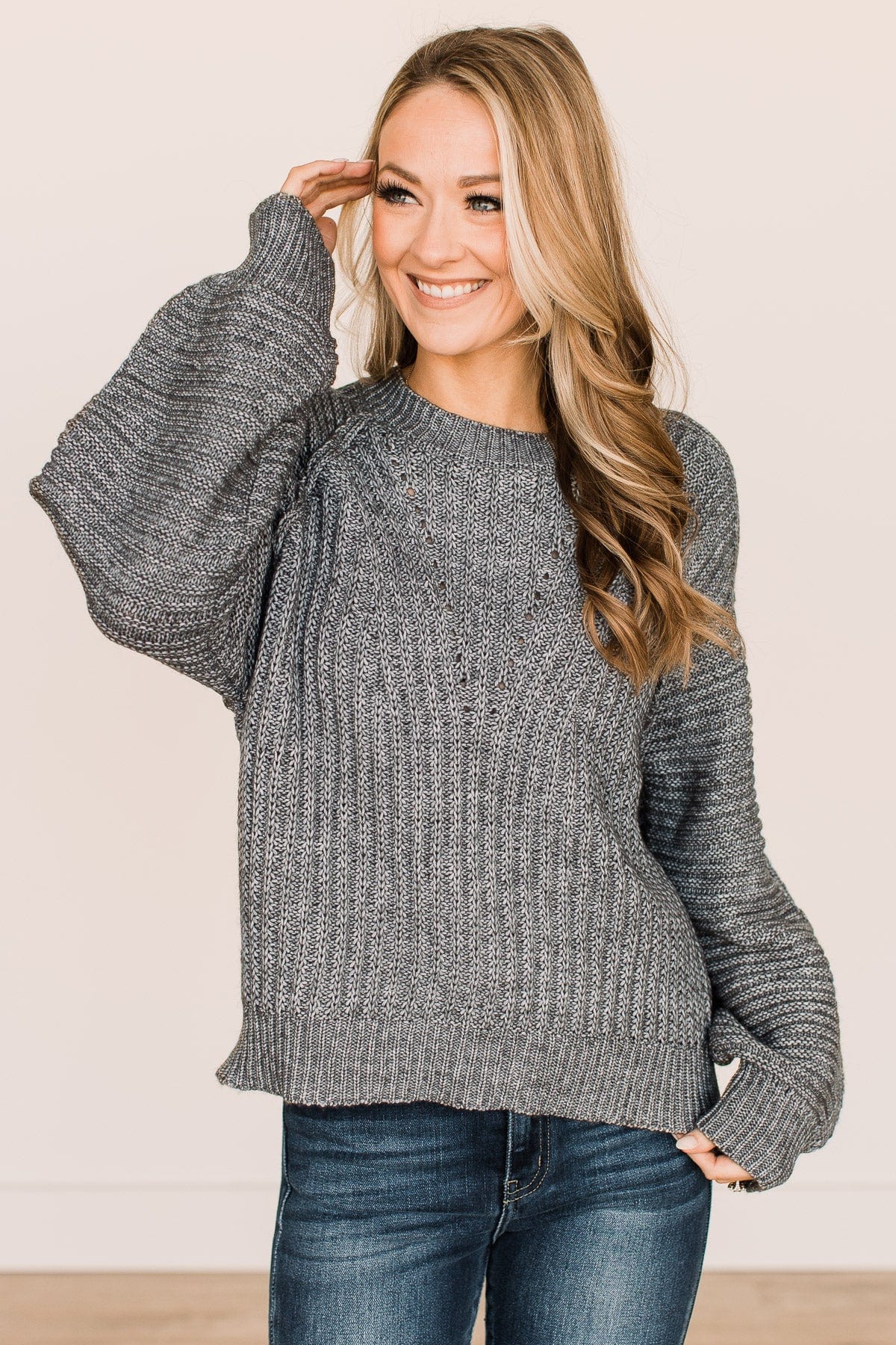 Full Of Warmth Knit Sweater- Grey - Image 3