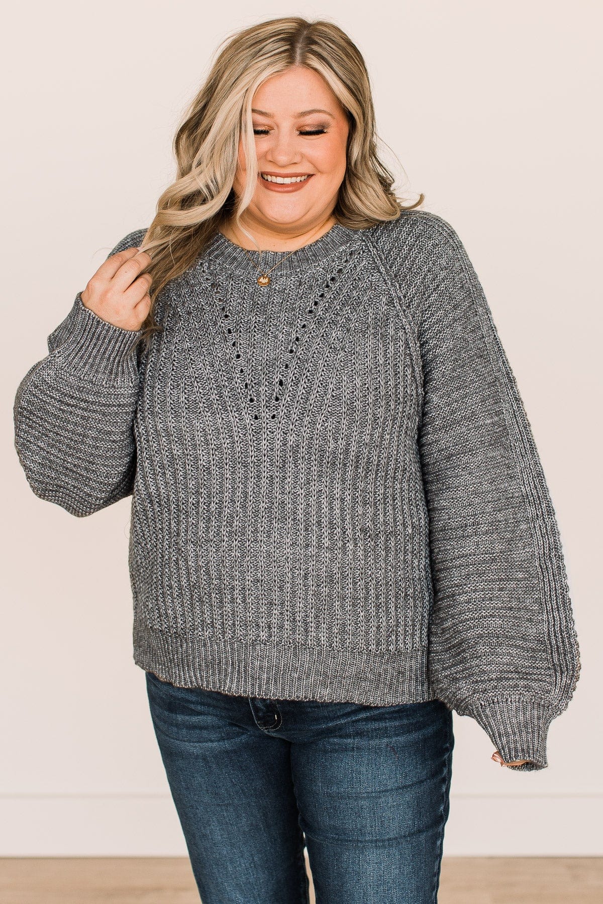 Full Of Warmth Knit Sweater- Grey - Image 4