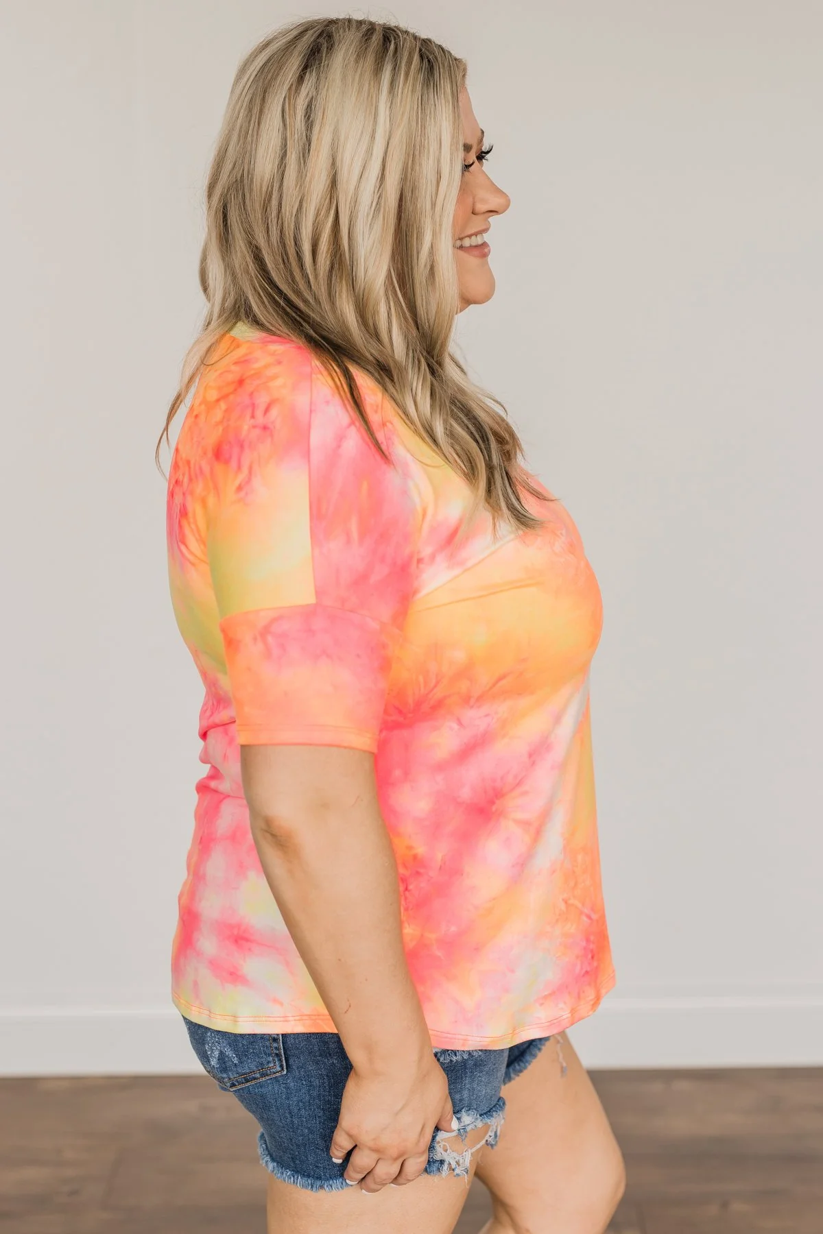 Fun Under The Sun Tie Dye Top- Neon Pink, Yellow, & Orange - Image 12
