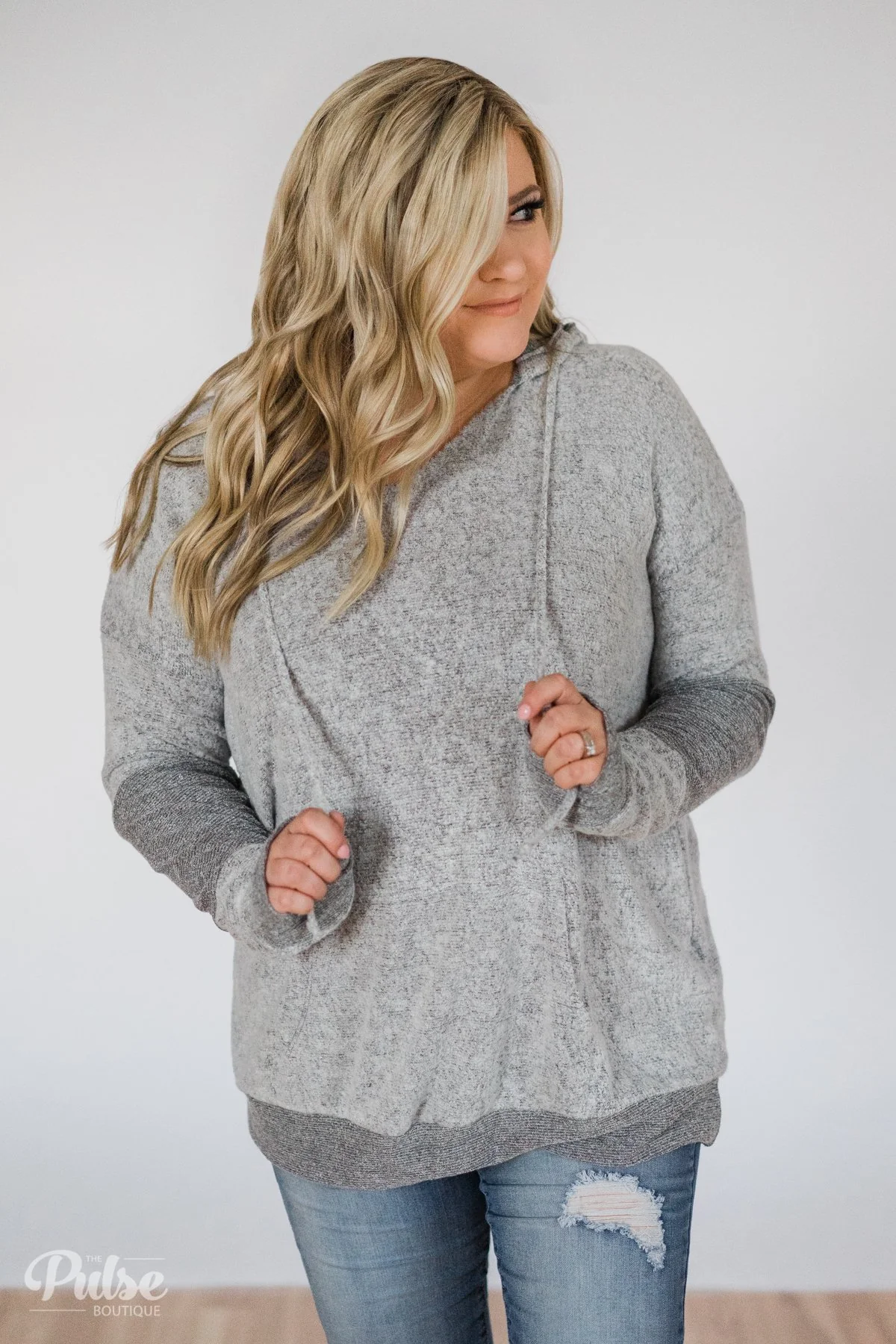 Fuzzy Favorite Hoodie- Heather Grey - Image 7