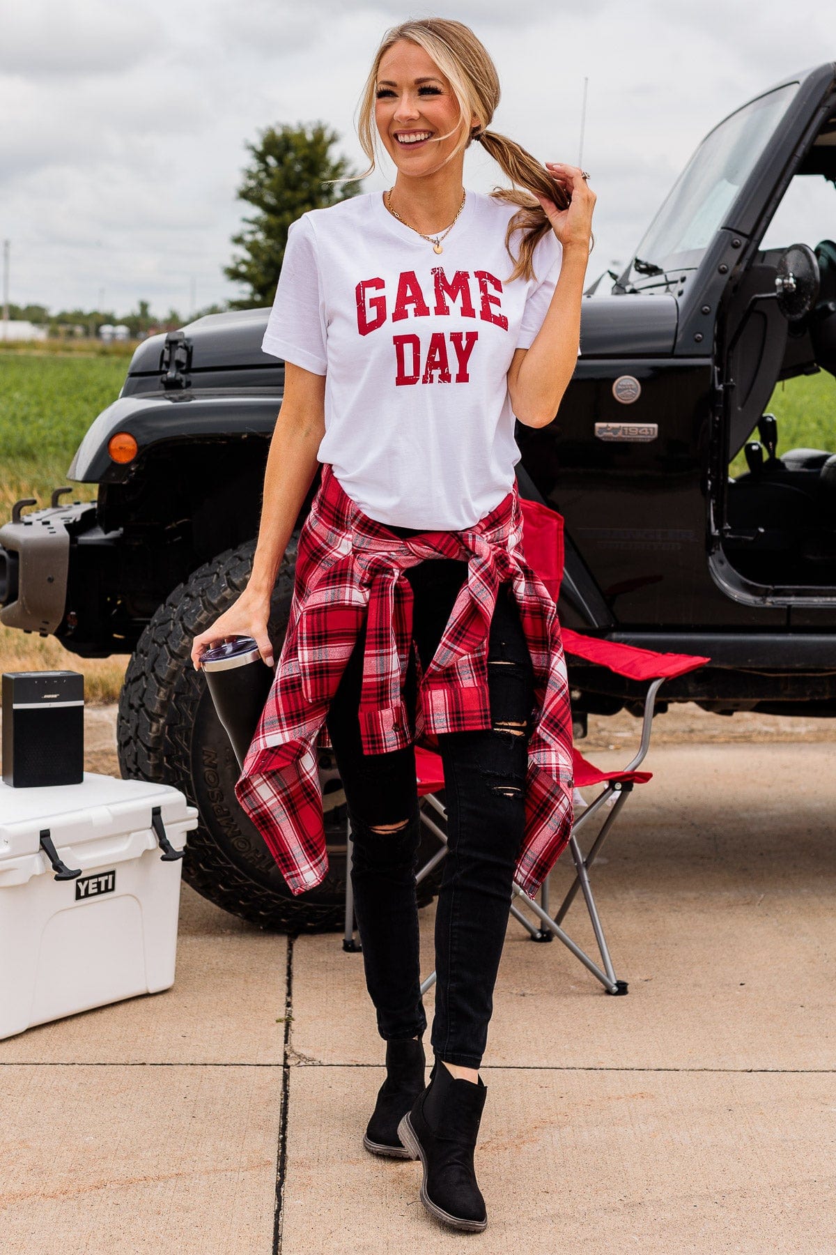"Game Day" Graphic Tee- White - Image 3