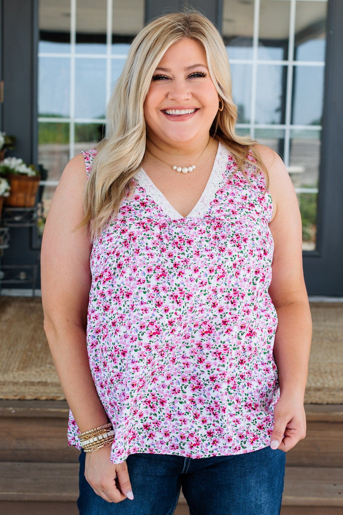 Garden Goddess Floral Tank- Ivory - Image 3