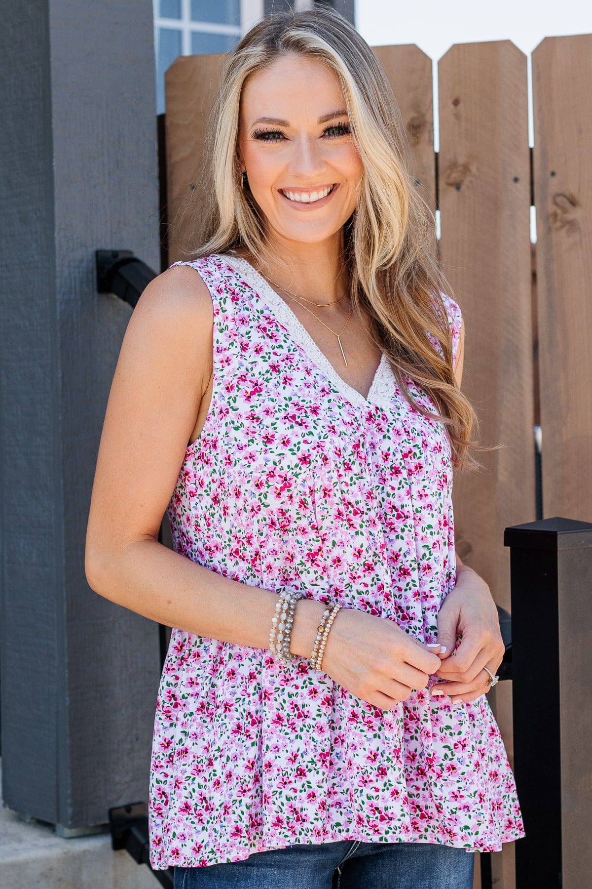 Garden Goddess Floral Tank- Ivory - Image 4