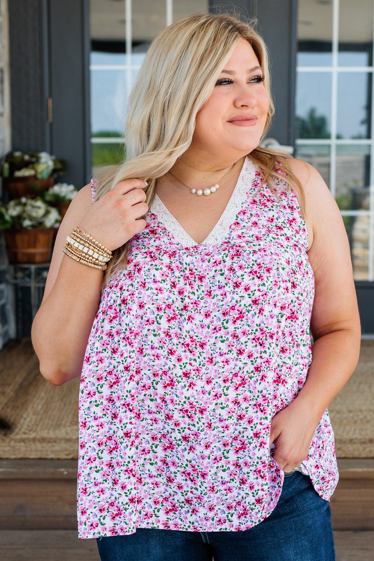 Garden Goddess Floral Tank- Ivory - Image 7