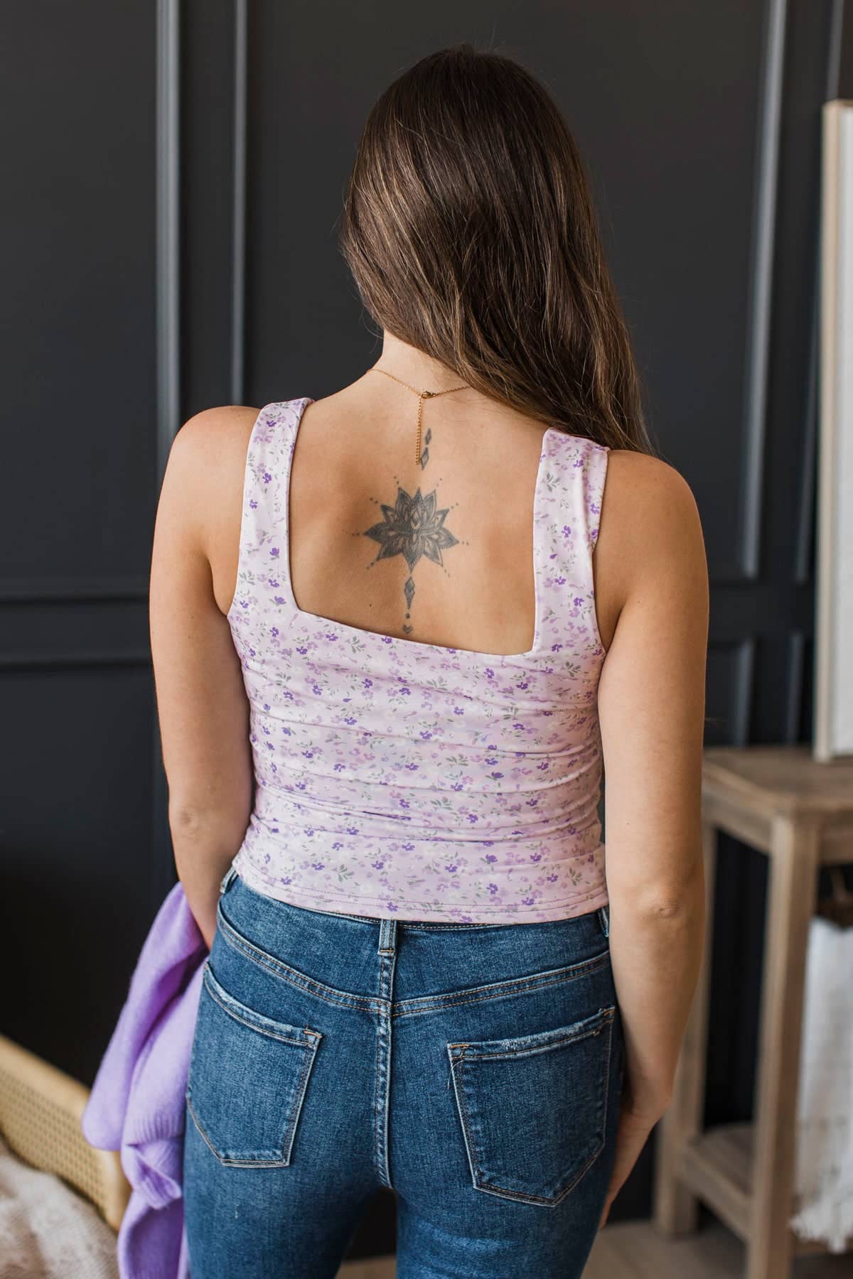 Garden Party Floral Tank Top- Light Lavender - Image 6
