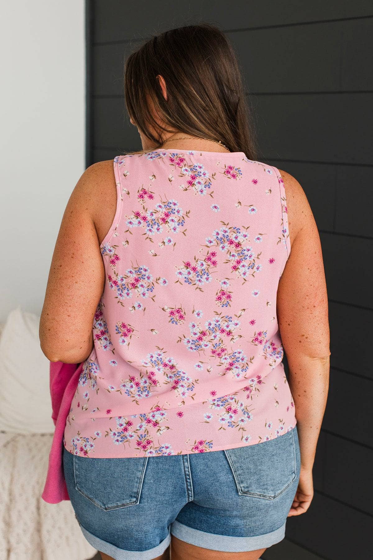 Garden Strolls Floral Tank Top- Soft Pink - Image 6
