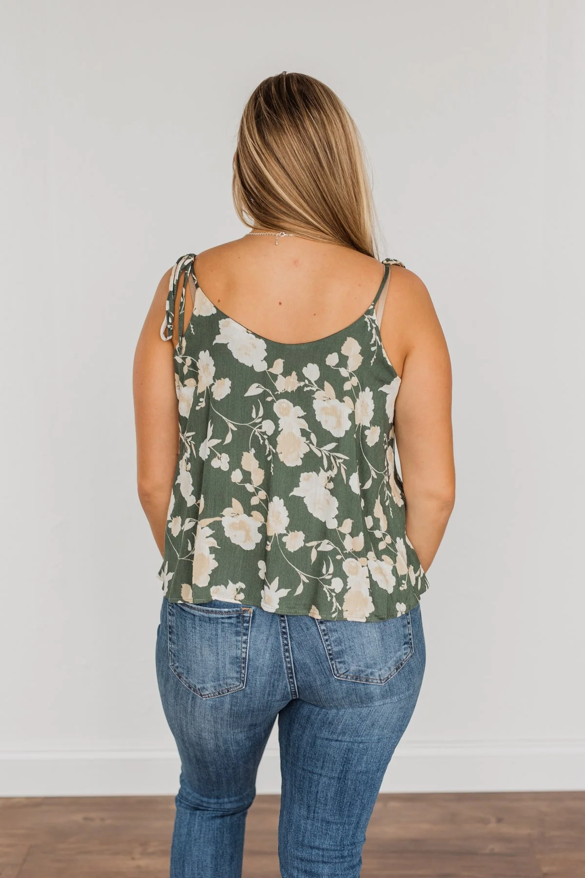 Gardens Of Roses Floral Tank Top- Dusty Olive - Image 11