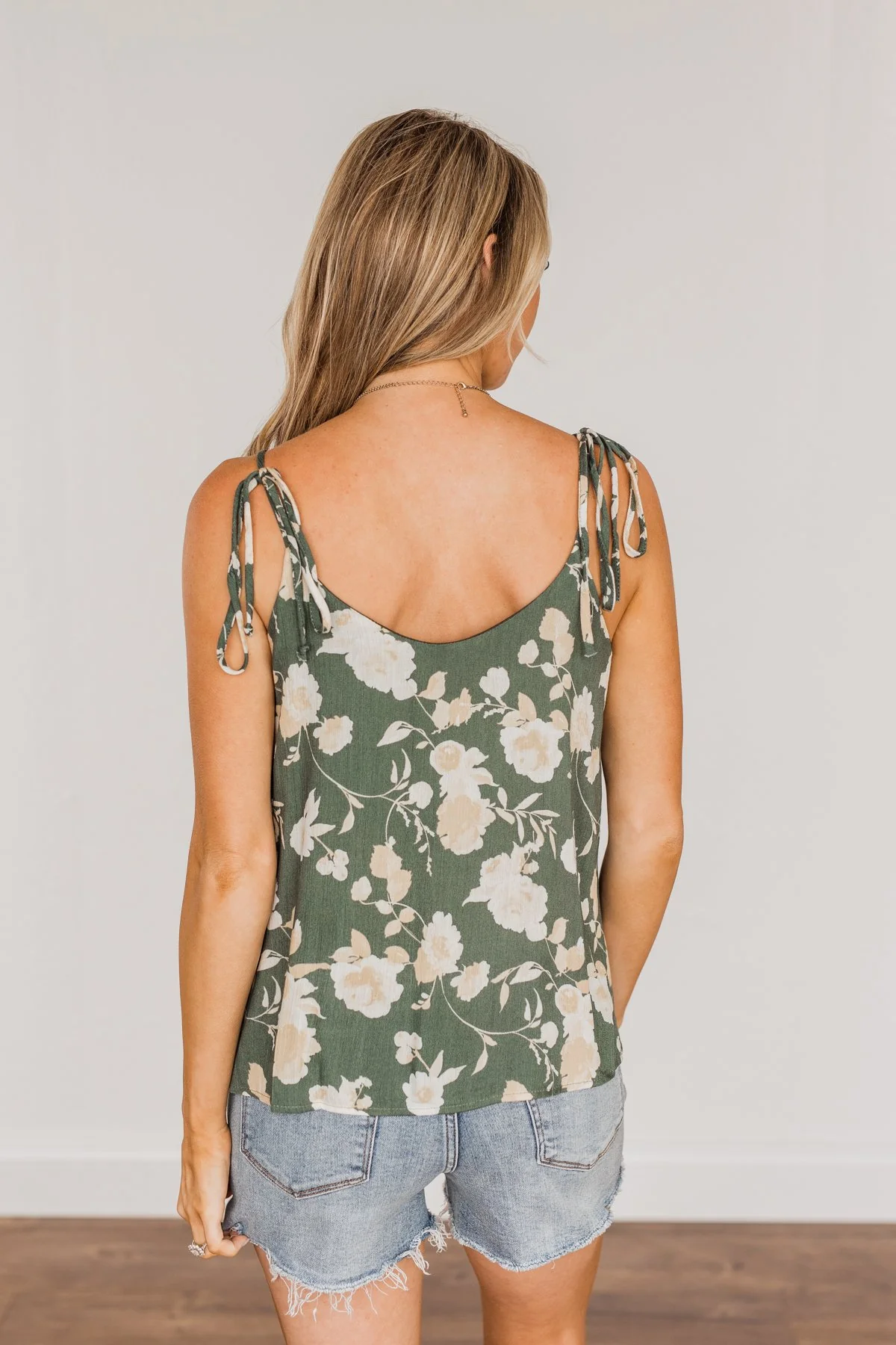 Gardens Of Roses Floral Tank Top- Dusty Olive - Image 12
