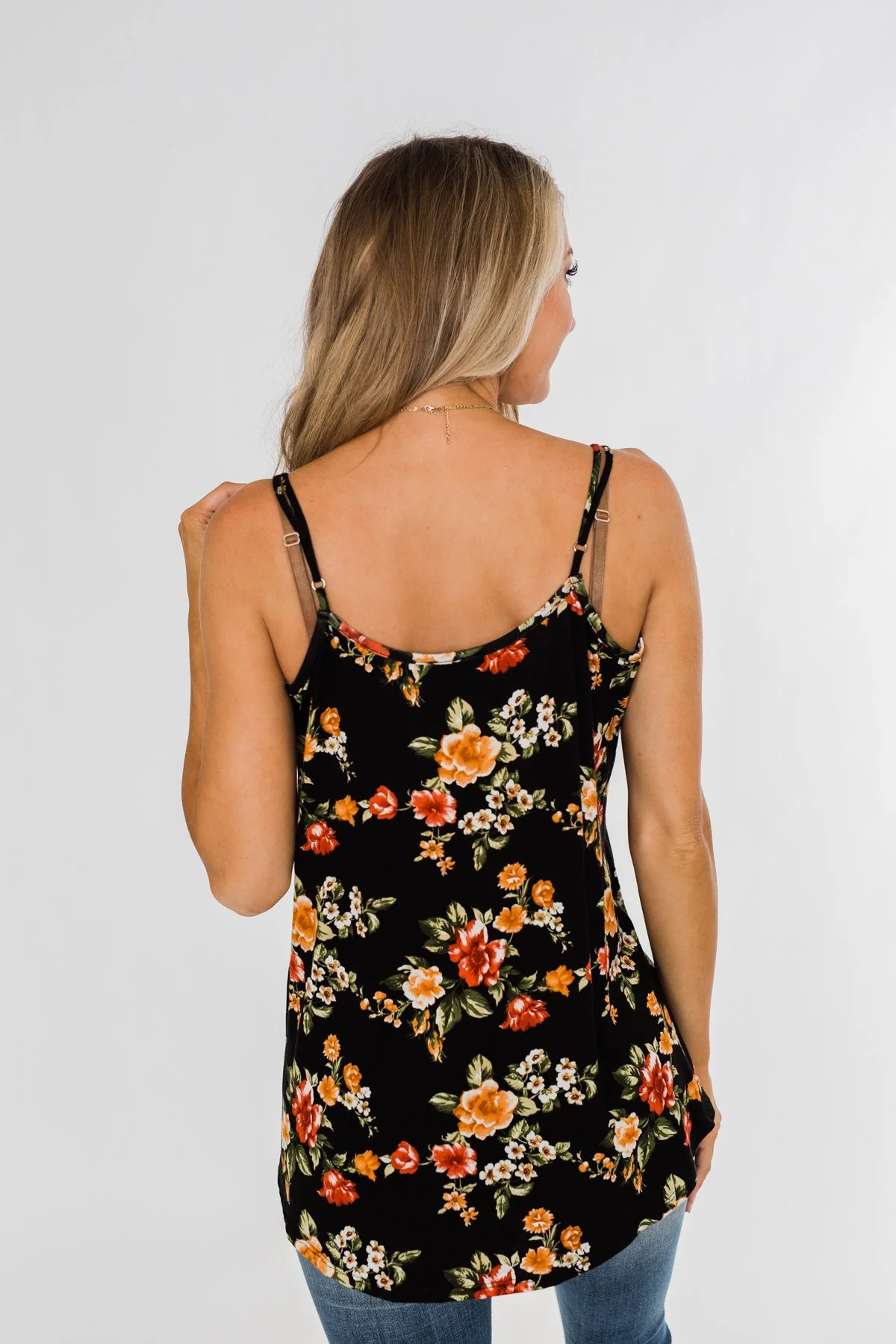 Gather Around Floral Tank Top- Black - Image 12
