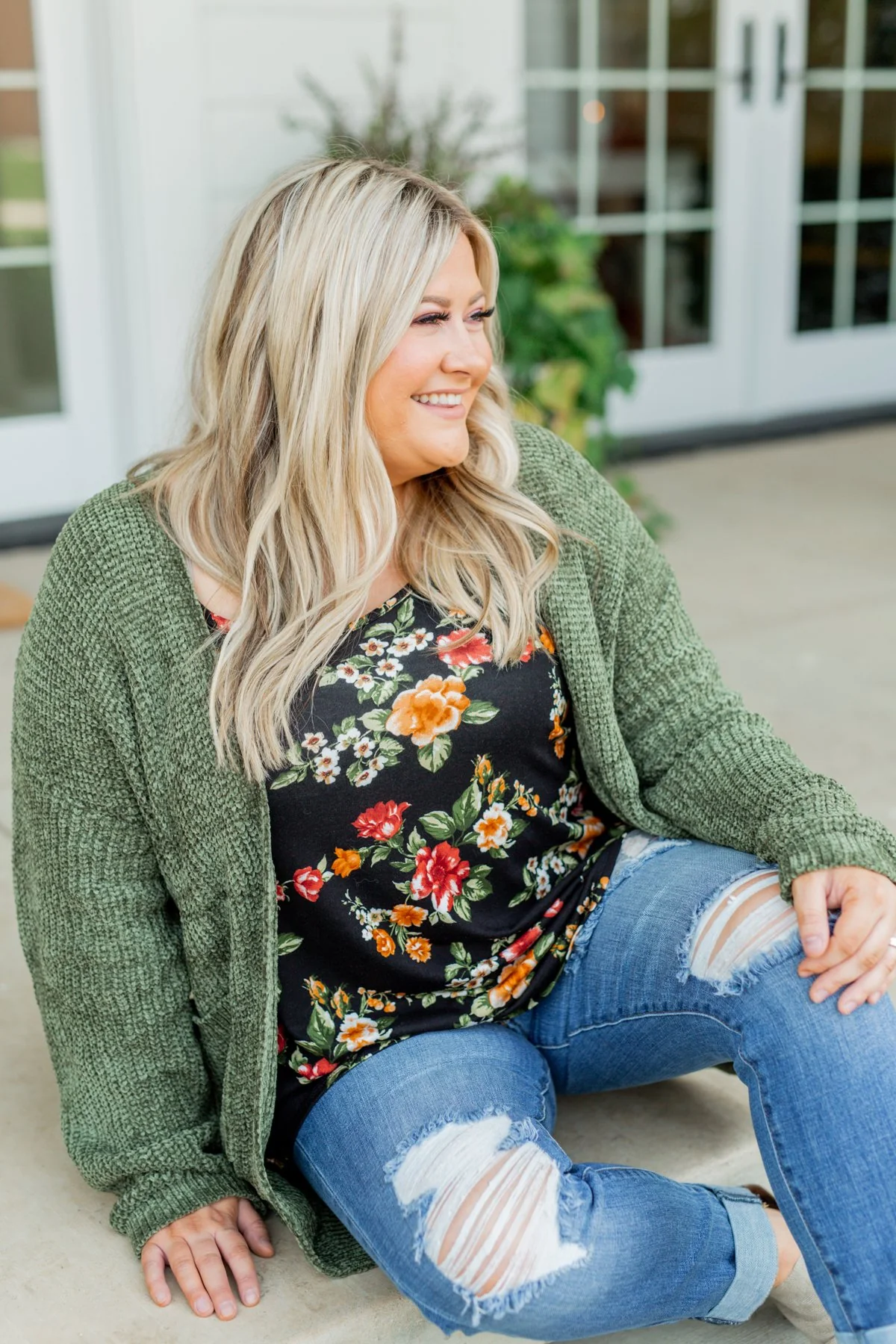 Gather Around Floral Tank Top- Black - Image 2