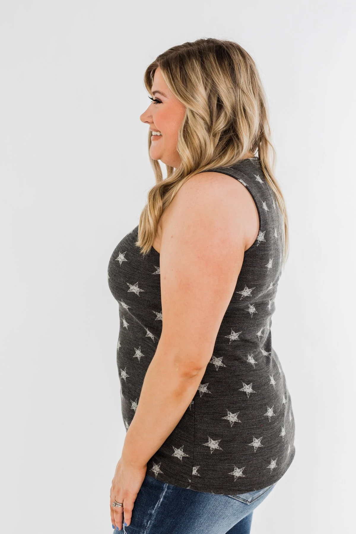 Gazing At The Stars Criss Cross Tank Top- Deep Charcoal - Image 8