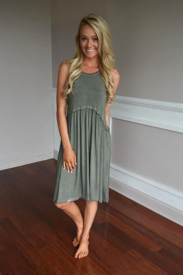 Gentle Breeze Dress ~ Olive - Image 3