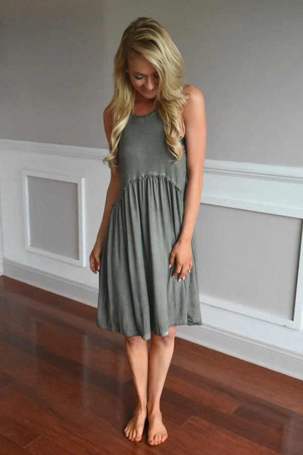 Gentle Breeze Dress ~ Olive - Image 4