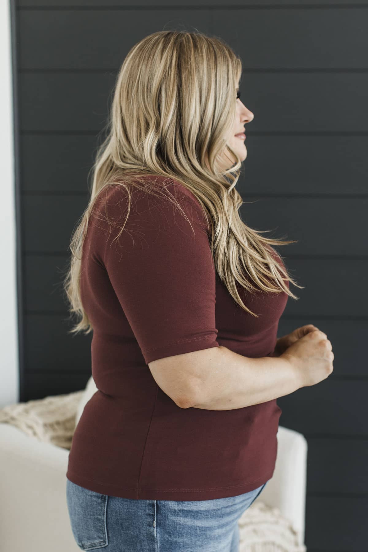 Gentle Devotion Short Sleeve Top- Wine - Image 5