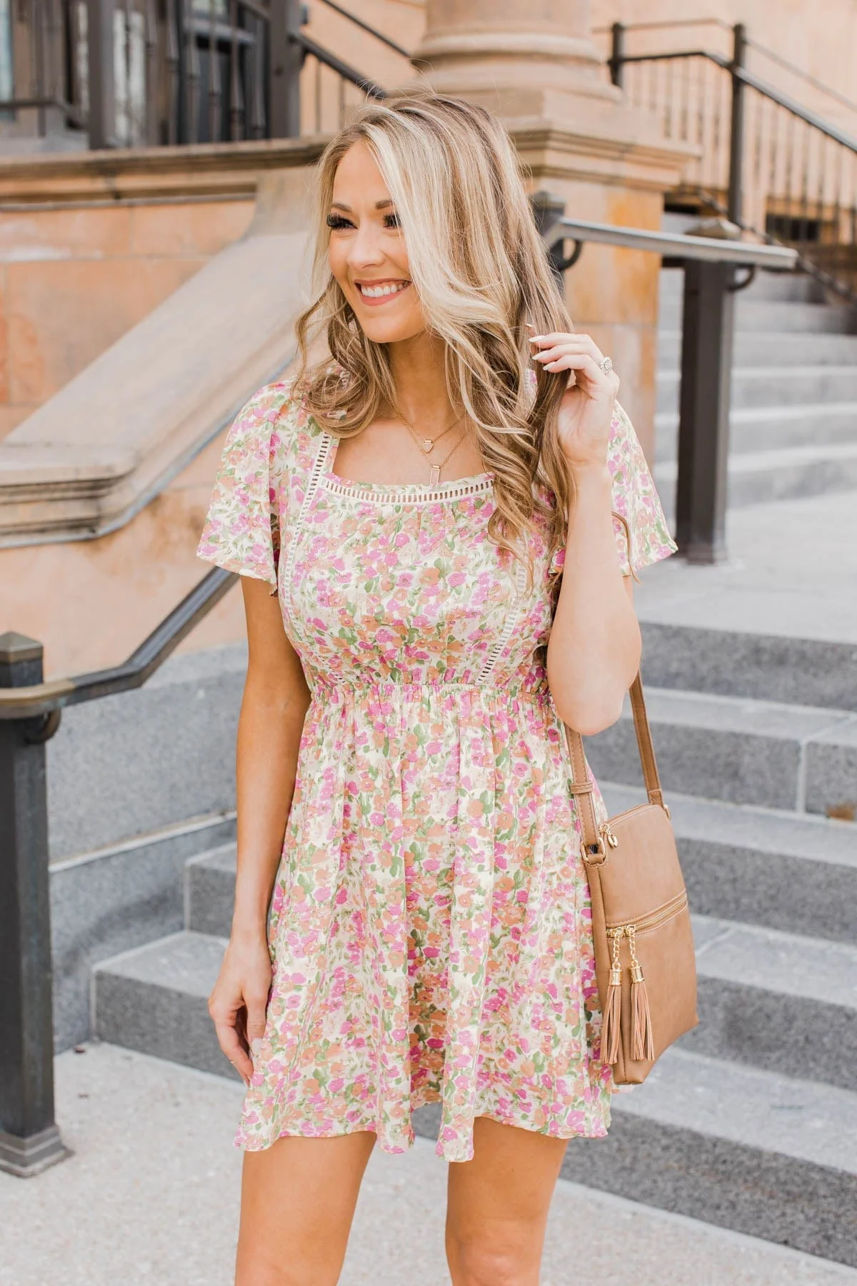 Gentle Morning Breeze Mini Dress- Lilac & Peach