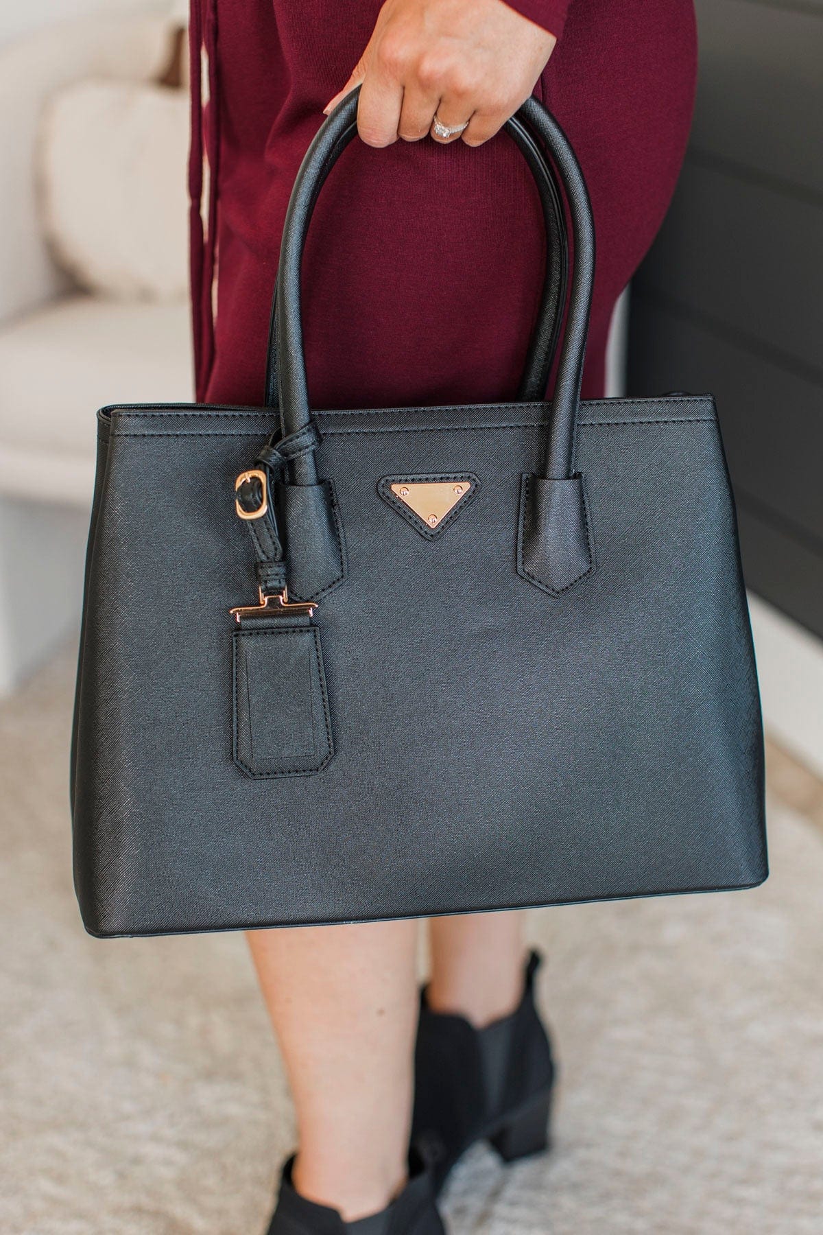 Get Going Satchel Purse & Wallet Set- Black - Image 7