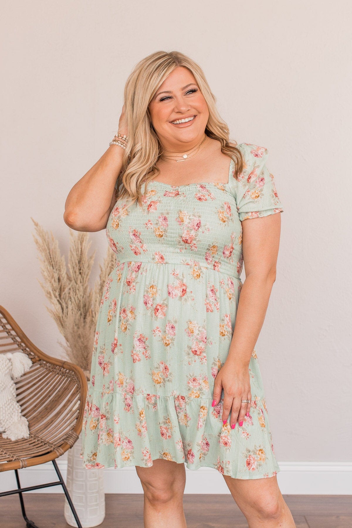Get Some Sweet Loving Floral Dress- Seafoam - Image 4