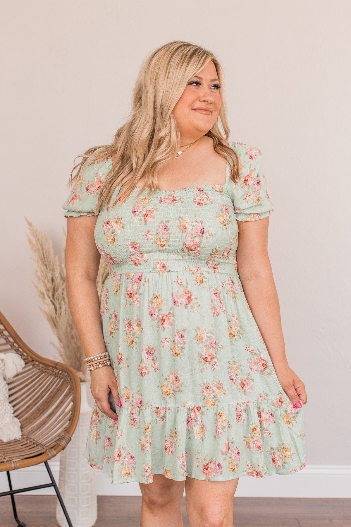 Get Some Sweet Loving Floral Dress- Seafoam - Image 5