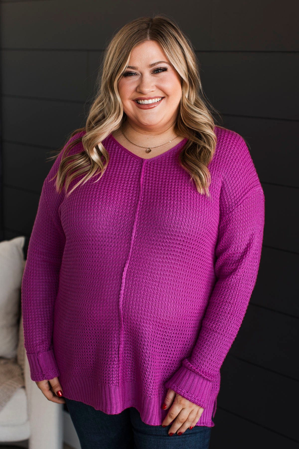 Get Your Way V-Neck Sweater- Orchid - Image 2