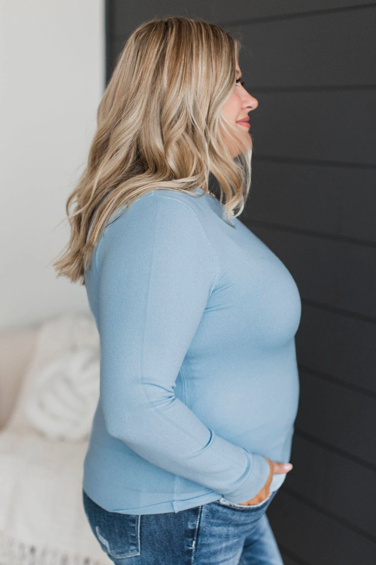 Getting Ahead Lightweight Knit Sweater- Sky Blue - Image 3